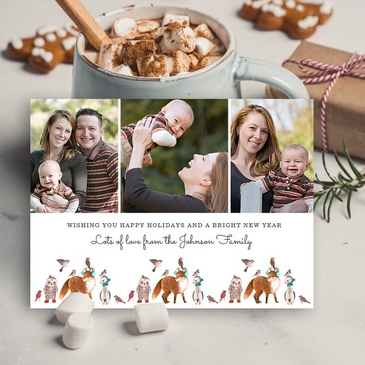 Bois Animaux Photo Fêtes de Noël Carte postale