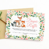 Bois Animaux & Pink Rose Diaper Carte Raffle