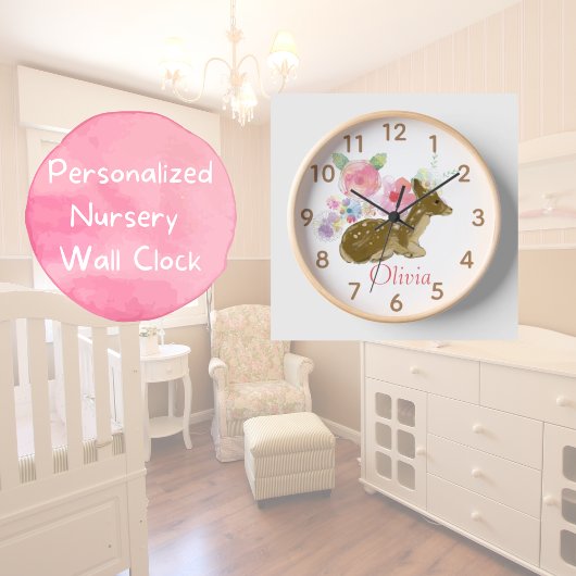 Bois Animaux Rose Floral Bois Horloge