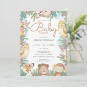 Bois Aquarelle Animaux Baby shower Invitation (Debout devant)
