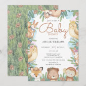 Bois Aquarelle Animaux Baby shower Invitation (Devant / Derrière)
