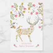 Bois Aquarelle cerf floral mini vin étiquettes (Étiquettes simples)