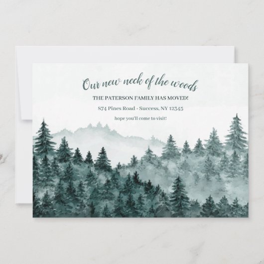 Bois Aquarelle Moving Faire-part (Devant)