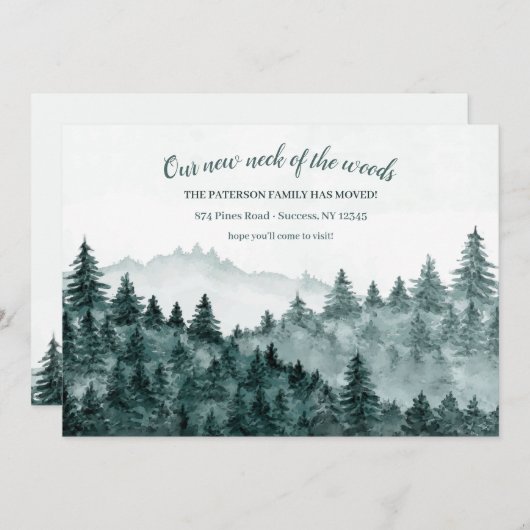 Bois Aquarelle Moving Faire-part (Devant / Derrière)