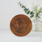 Bois arbre mottes Faire-part de mariage coeur scul (Debout devant)