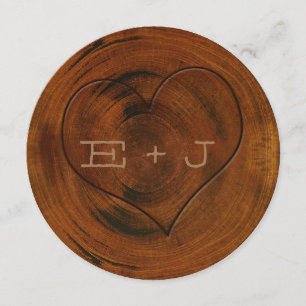 Bois arbre mottes Faire-part de mariage coeur scul