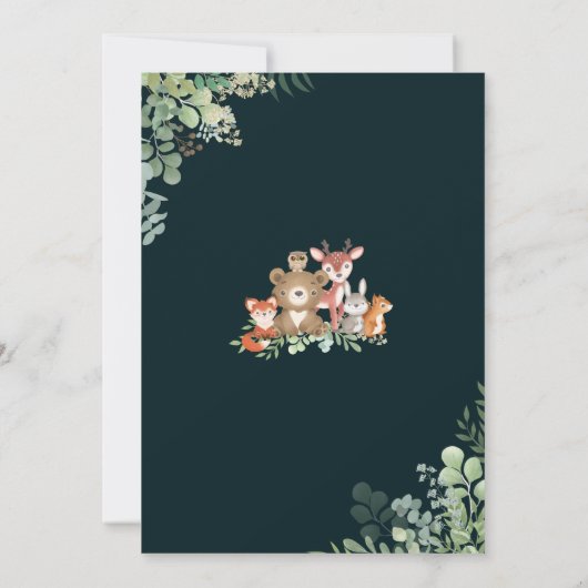 Bois Baby shower de verdure Invitation garçon (Dos)