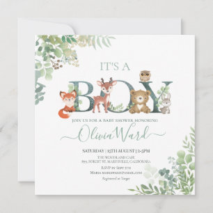 Bois Baby shower de verdure Invitation garçon