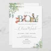 Bois Baby shower de verdure Invitation garçon (Devant / Derrière)