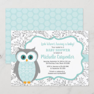bois baby shower invitation neutre menthe gris