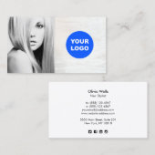 Bois blanc Ajouter Logo Salon Carte photo (Devant / Derrière)