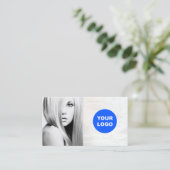 Bois blanc Ajouter Logo Salon Carte photo (Debout devant)