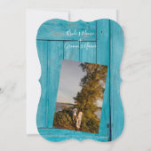 Bois bleu rustique 4 Photos Invitations de mariage (Dos)