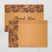 Bois blond et Carte de remerciements en dentelle B (Devant / Derrière)