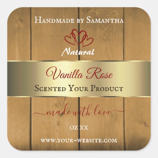 Bois Bois Emballage Étiquette Gold Bordure (Devant)