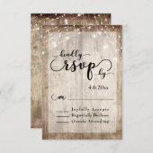 Bois Brown rustique et lumière Mariage RSVP 1 (Devant / Derrière)