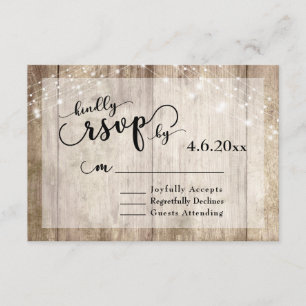 Bois Brown rustique et lumière Mariage RSVP 2
