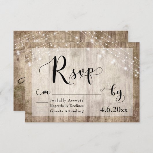 Bois Brown rustique et luminaires Mariage RSVP 3 (Devant / Derrière)