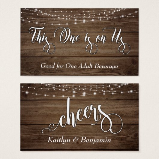 Bois Brown rustique & Lumières blanches, Billets d (Devant & derrière)