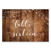 Bois Brown rustique & Lumières Table Seize Carte (Dos)