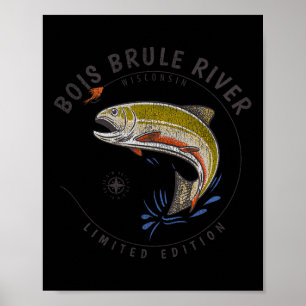 Bois Brule River Wisconsin Vlieg Vissen Souvenir B Poster