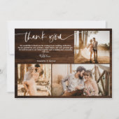 Bois brun rustique script 5 photo merci mariage (Dos)
