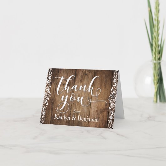 Bois Brun Rustique, Typographie Blanche Merci 1 (Devant)
