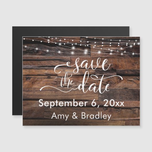 Bois brut et lumières Enregistrer la date Carte ma (Devant / Derrière)