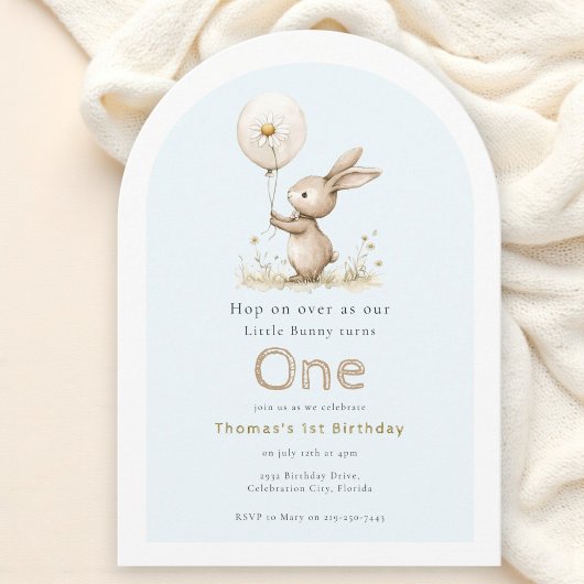 Bois Bunny premier anniversaire Arch Invitation