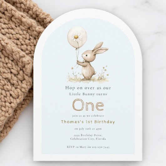 Bois Bunny premier anniversaire Arch Invitation