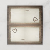 Bois, Burlap & Twine Heart Mariage Cartes de Place (Extérieur déplié)
