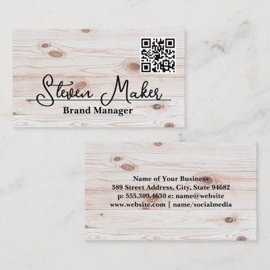Bois | Carte de visite de code QR (Devant / Derrière)