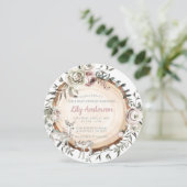 Bois | Cerf avec Baby shower de fleurs Invitation (Debout devant)