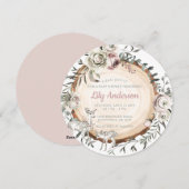 Bois | Cerf avec Baby shower de fleurs Invitation (Devant / Derrière)