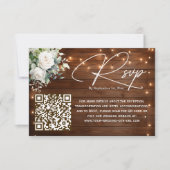 Bois Chaîne Lumières Rose QR Code Mariage RSVP (Devant)