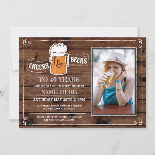 Bois Cheers & Bières Anniversaire Invitation photo (Devant)