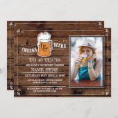 Bois Cheers & Bières Anniversaire Invitation photo (Devant / Derrière)