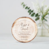 Bois Coupe Grain Custom Invitation Mariage rustiqu (Debout devant)