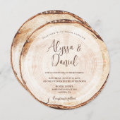 Bois Coupe Grain Custom Invitation Mariage rustiqu (Devant / Derrière)