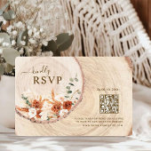 Bois coupé Grain QR Code Mariage rustique Carte RS