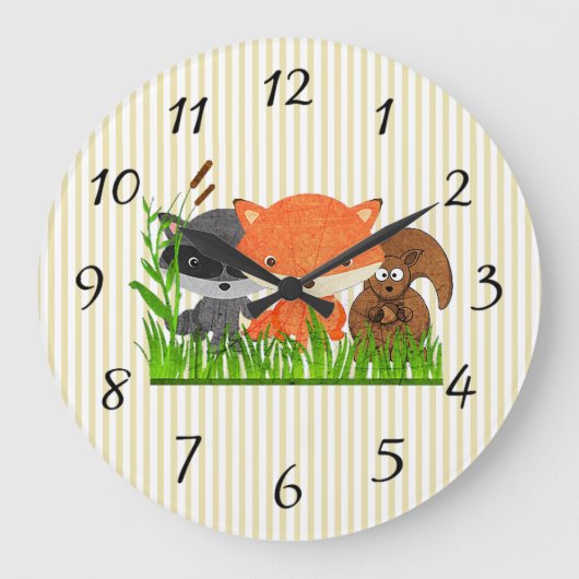 Bois Créature Forêt Animal Bébé Nourriture Horloge (Recto)