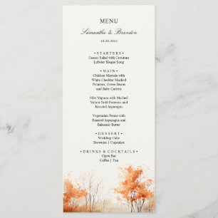 Bois d'automne, Forêt d'automne Mariage Dîner Menu