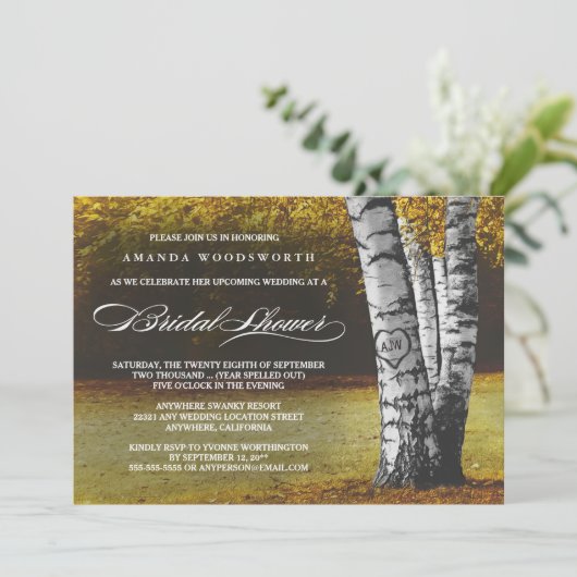 Bois d'automne Rustique Douche nuptiale Invitation (Debout devant)