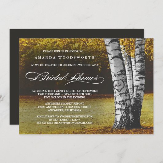 Bois d'automne Rustique Douche nuptiale Invitation (Devant / Derrière)