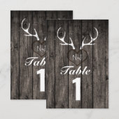 Bois de cerf rustique et numéro de table en forme  (Devant / Derrière)