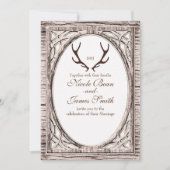 Bois de cerf rustique marron Invitation en bois bl (Devant)
