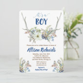 Bois de cerfs baby shower rustique invitation pour (Debout devant)
