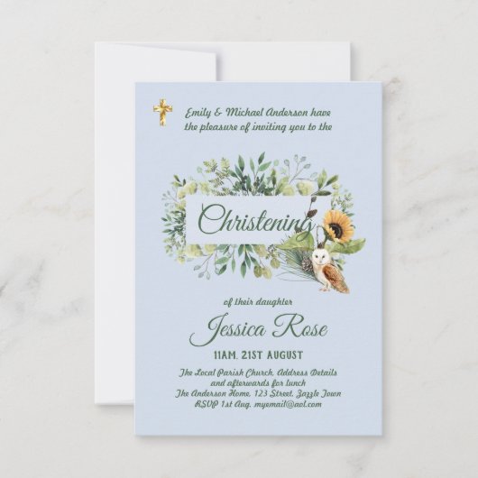 Bois de Chouette des bois Christening Invitations  (Devant)