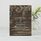 Bois de grange invitations de mariage rustique (Debout devant)