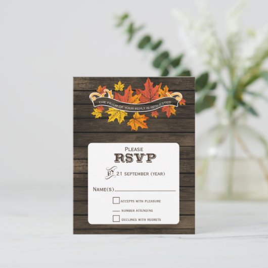Bois de grange Rustique Mariage de automne rsvp (Debout devant)